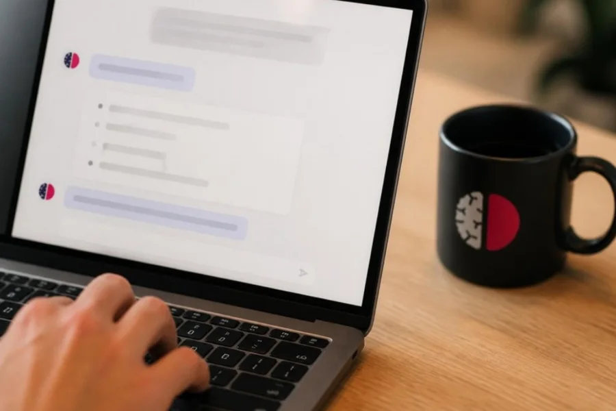 Laptop met een gesprek met een AI-assistent